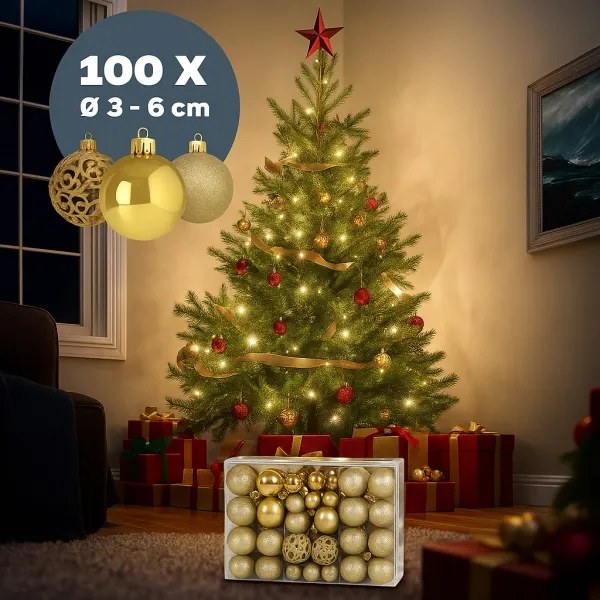 Umelý vianočný strom Premium 180 cm + banky + svetelná reťaz