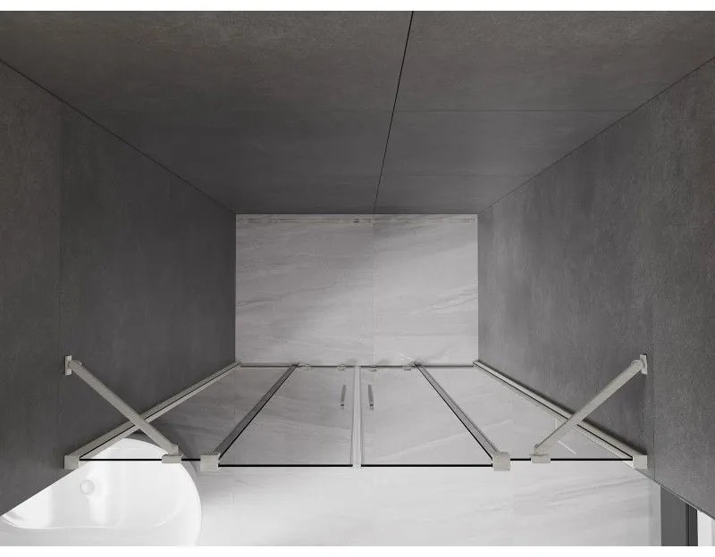 Mexen Velar Duo, posuvné sprchové dvere do otvoru 150 cm, 8mm šedé sklo, brúsená oceľ, 871-150-000-42-97