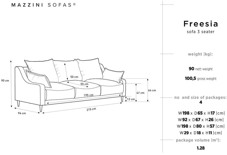 Krémovobiela rozkladacia pohovka s úložným priestorom Mazzini Sofas Freesia