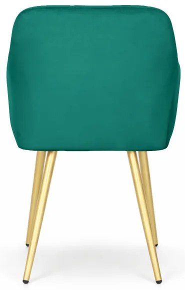 Sada dvoch jedálenských stoličiek LUXANO zamatové, zelené / zlaté nohy (2 ks)