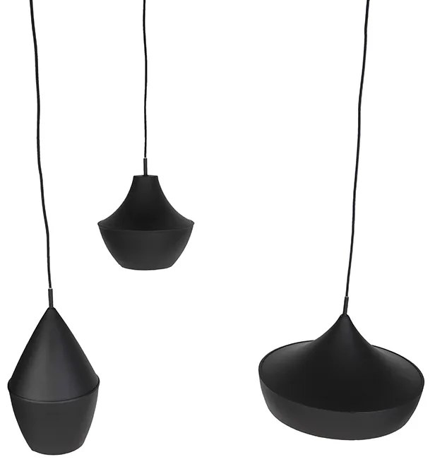 Sada 3 škandinávskych závesných svietidiel čiernych so zlatom - Depeche