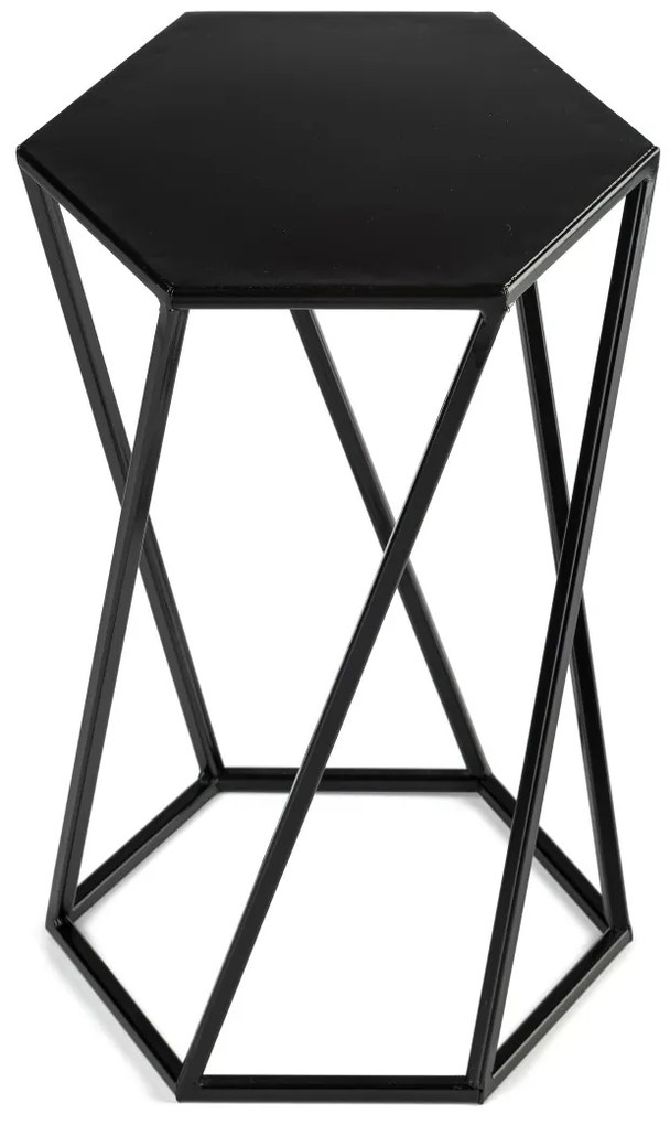 STOJAN NA KVETINÁČ HEXAGON 40X24X27 CM ČIERNA