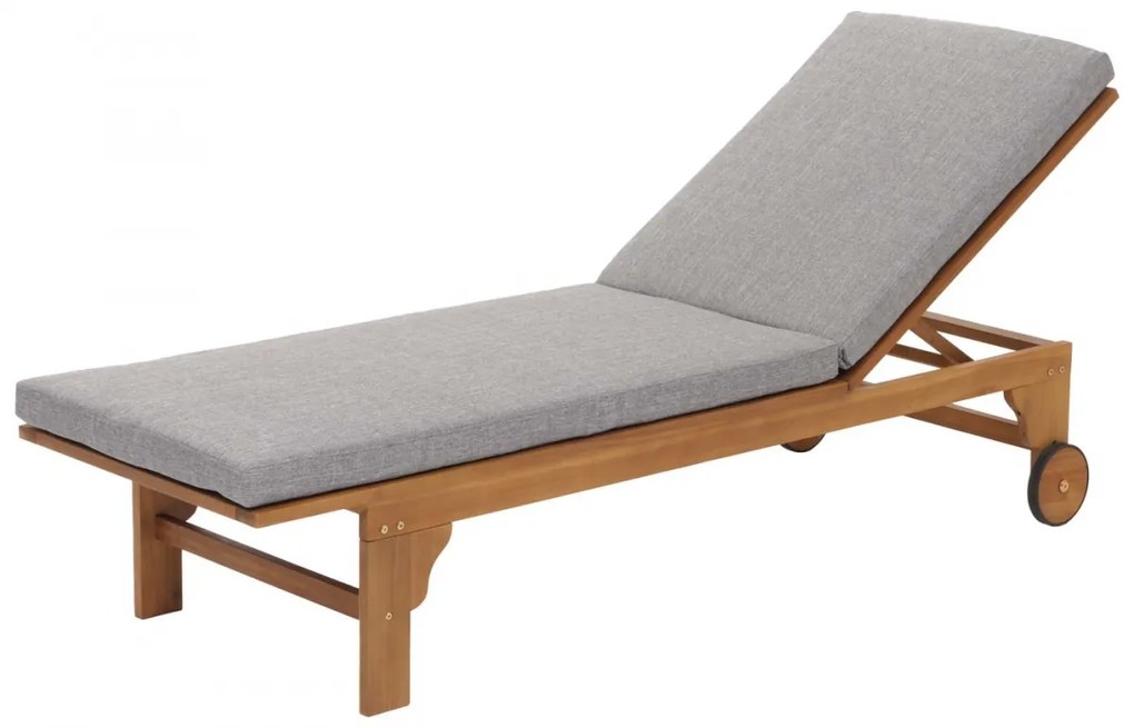 Lehátko HWC-N48, masívne akáciové drevo - sivý vankúš