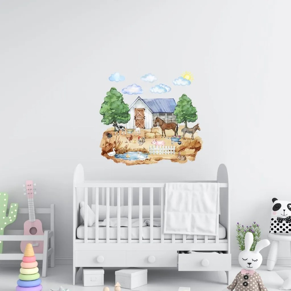 PIPPER. Textilná nálepka na stenu "Farma" Veľkosť: 79x72 cm