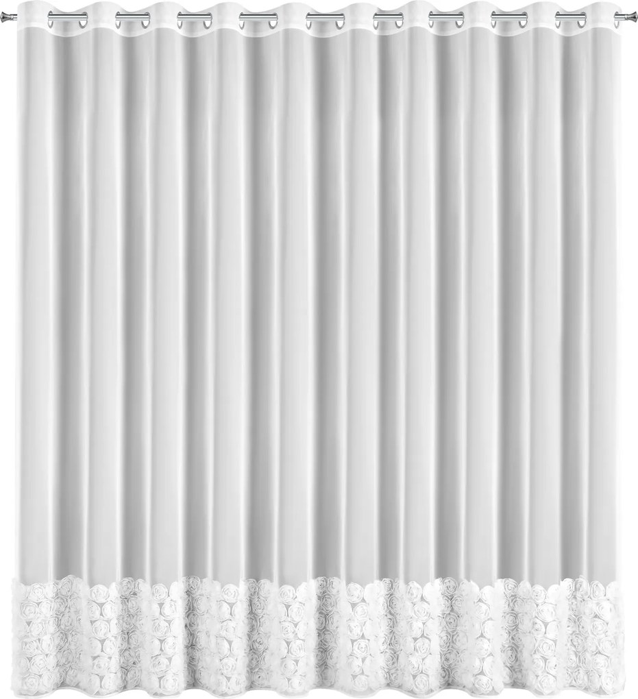 ZÁCLONA NA KRÚŽKOCH EVA MINGE ROSES3 350X250 CM BIELA