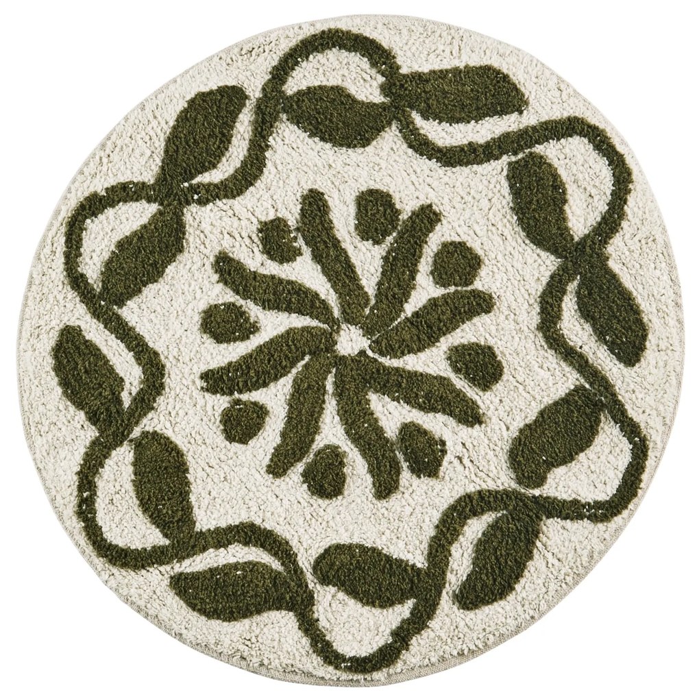 MADAM STOLTZ Kúpeľňová rohožka Round Tufted Dark Green Ø 60 cm