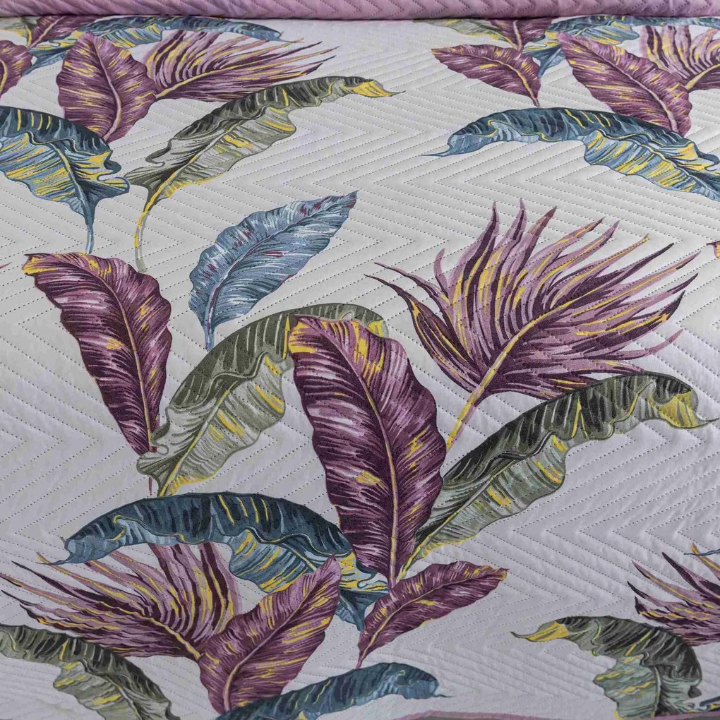 Prehoz na posteľ TROPIC biely / ružový Rozmer: 220 x 240 cm