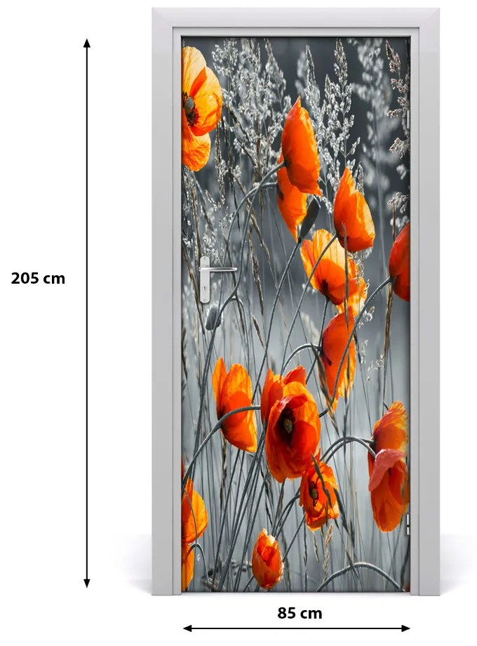 Samolepiace fototapety na dvere pole mak 85x205 cm