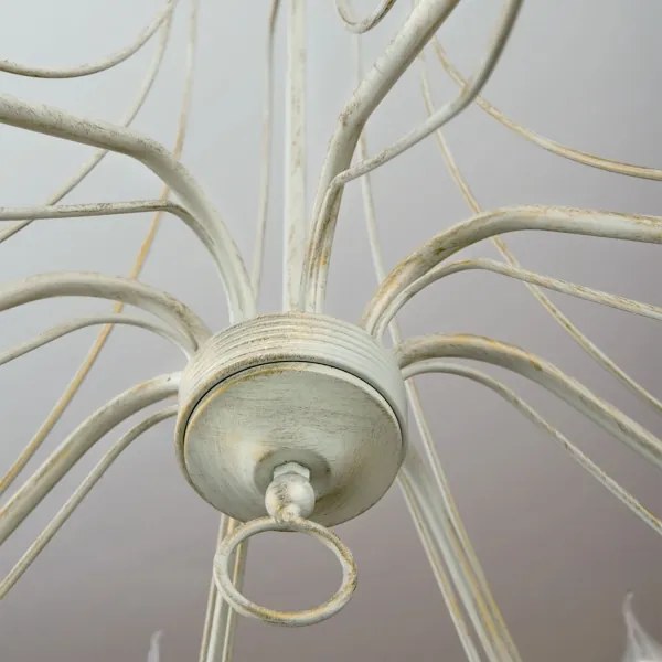 Orion LU 1531/8 - Luster na reťazi VELA 8xE14/40W/230V pr.80 cm biela/zlatá/patina