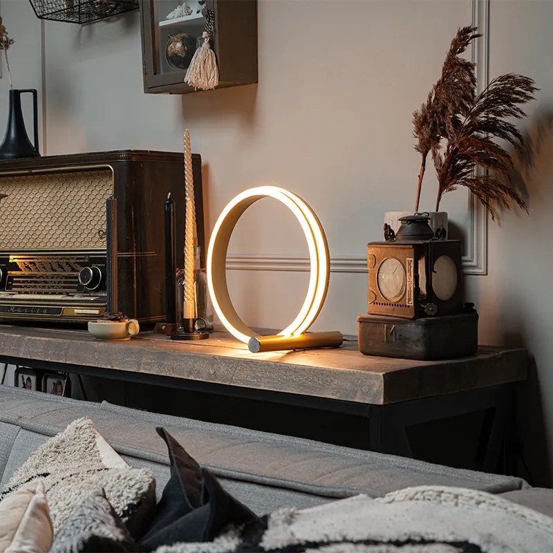 Dizajnová stolná lampa mosadz vrátane LED 3-stupňovo stmievateľná - Navara