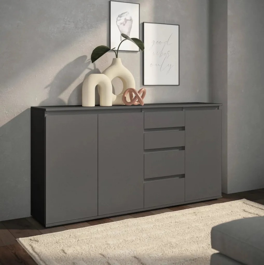 Široká komoda so šuplíkmi Brest, 160 cm, antracitová
