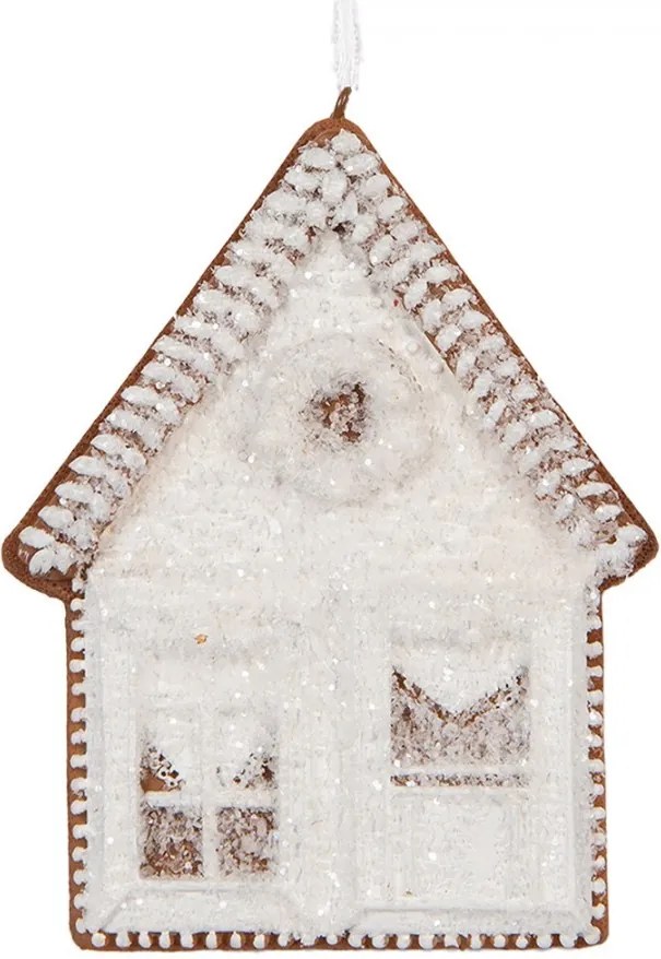 Závesná dekorácia zasnežená perníková chalúpka Frosted Ginger - 8*1*10 cm