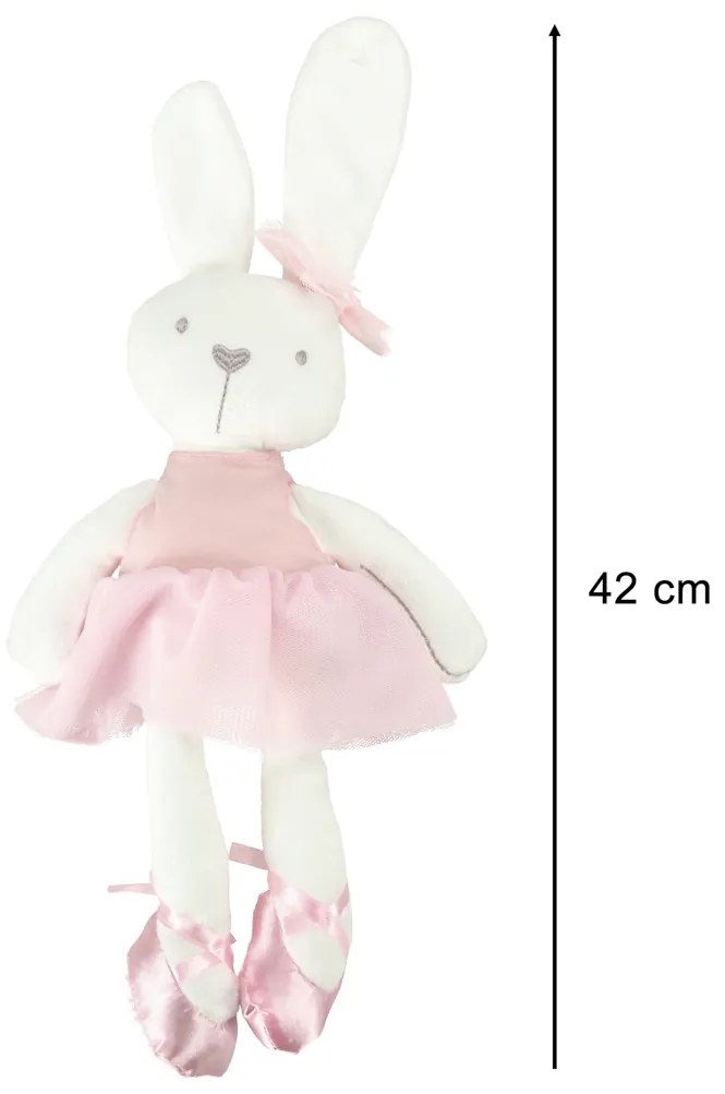KIK Plyšový zajačik v ružových šatách, 42 cm