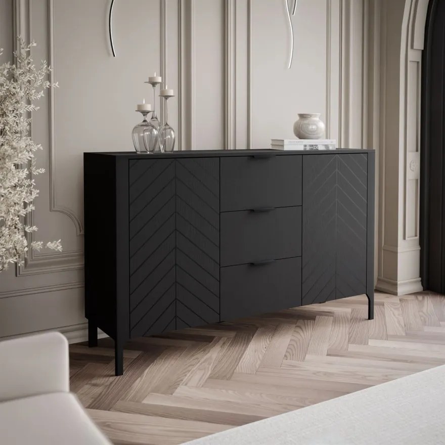 Dizajnová komoda MARCIUS 153cm čierna