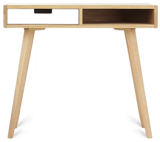 Zaoblený drevený písací stôl so šuplíkom LEA FLO 90 cm biely