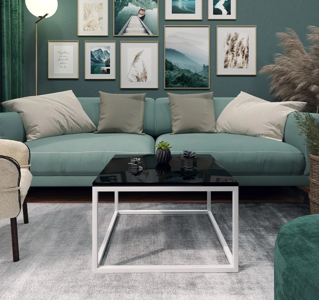 KONFERENČNÝ STOLÍK BELLA III ČIERNY VYSOKÝ LESK + BIELA