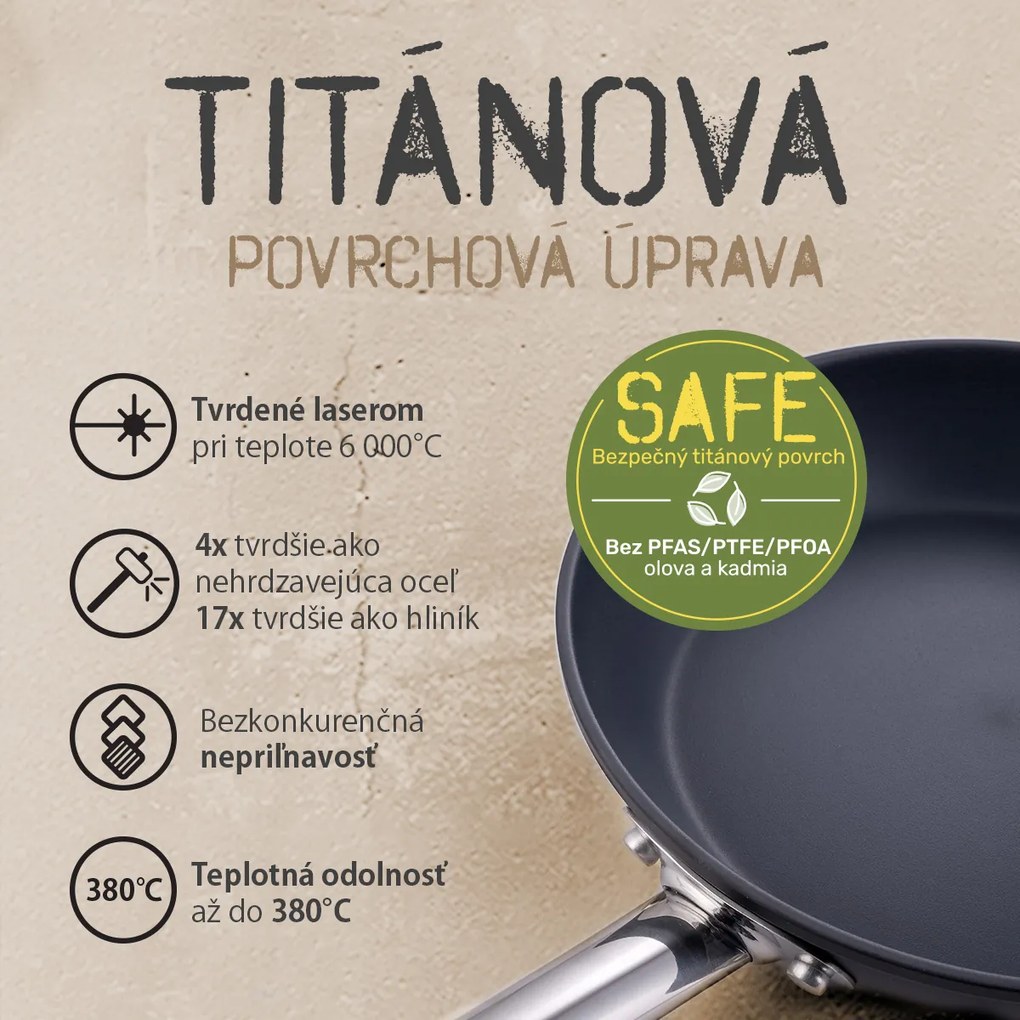 Panvica s titánovým povrchom Ø 28 cm, H: 7 cm - Saturn Terra Lunasol - 601306
