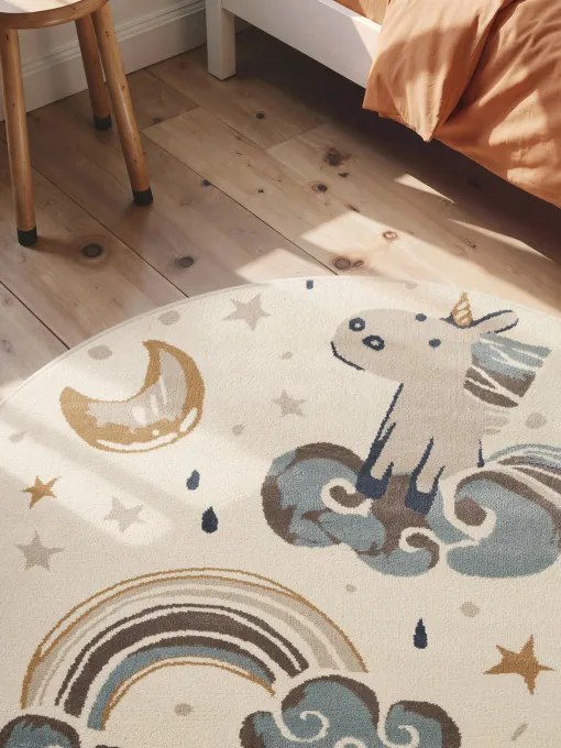 Koberec Hanse Home ADVENTURES UNICORN krémový kruh