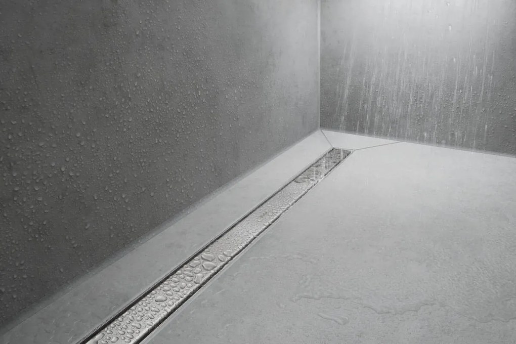 Hansgrohe RainDrain Match, sprchový žľab s roštom z nehrdzavejúcej ocele 800, s výškovo nastaviteľným rámom, kefovaná nerezová, HAN-56038800