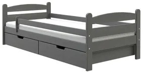 Detská posteľ z MASÍVU borovice 200x90cm SO ŠUPLIKMI - MARY - šedá