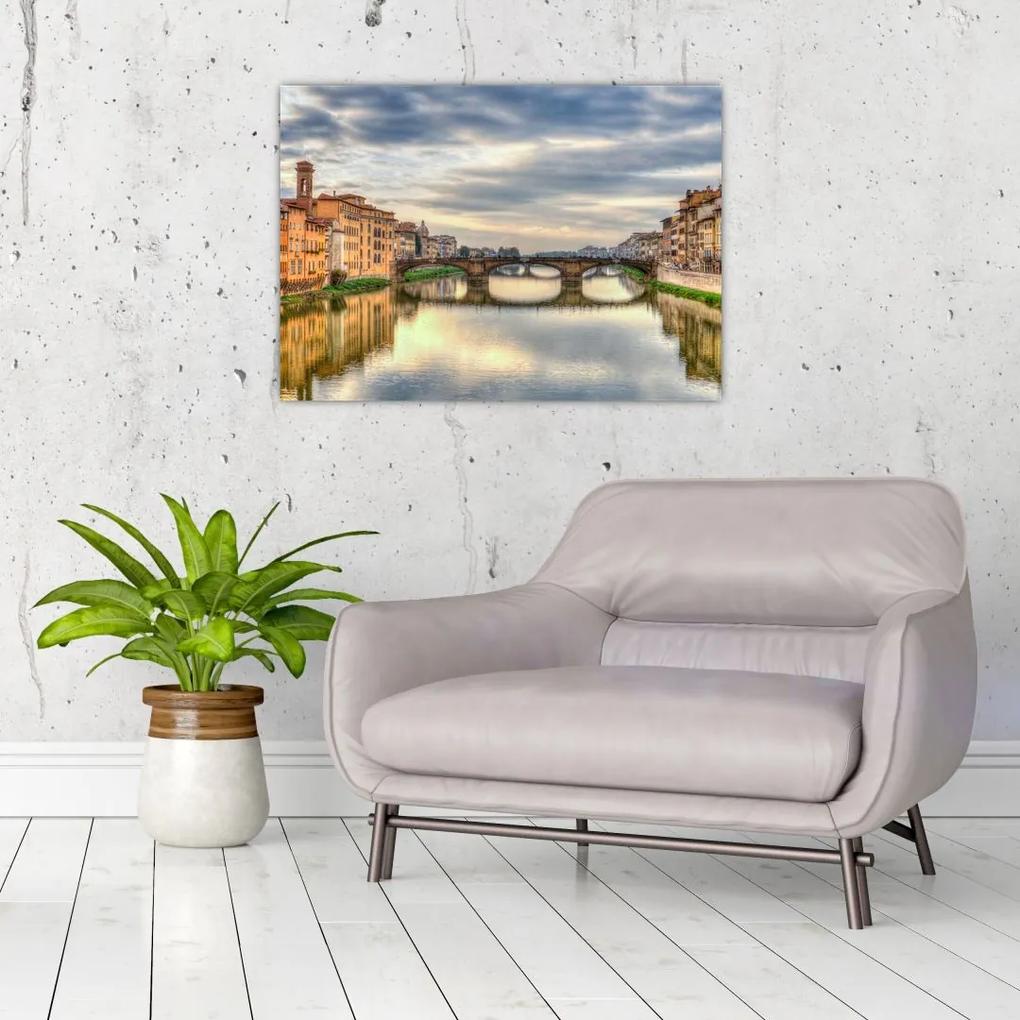 Sklenený obraz - Most cez rieku (70x50 cm)