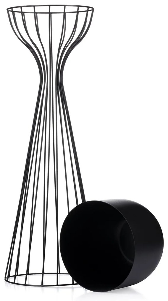 KOVOVÝ KVETINÁČ SO STOJANOM GLAM 68X20 CM ČIERNA