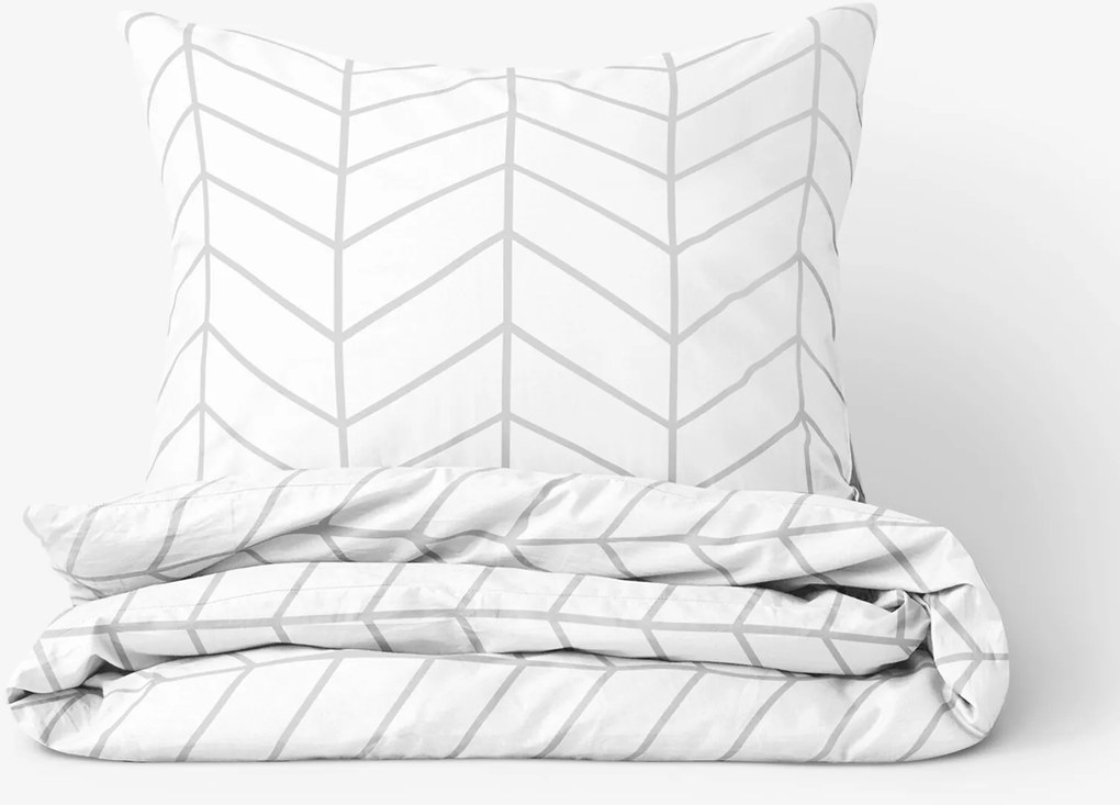 Goldea bavlnené posteľné obliečky - sivý cikcak na bielom 240 x 220 a 2ks 70 x 90 cm