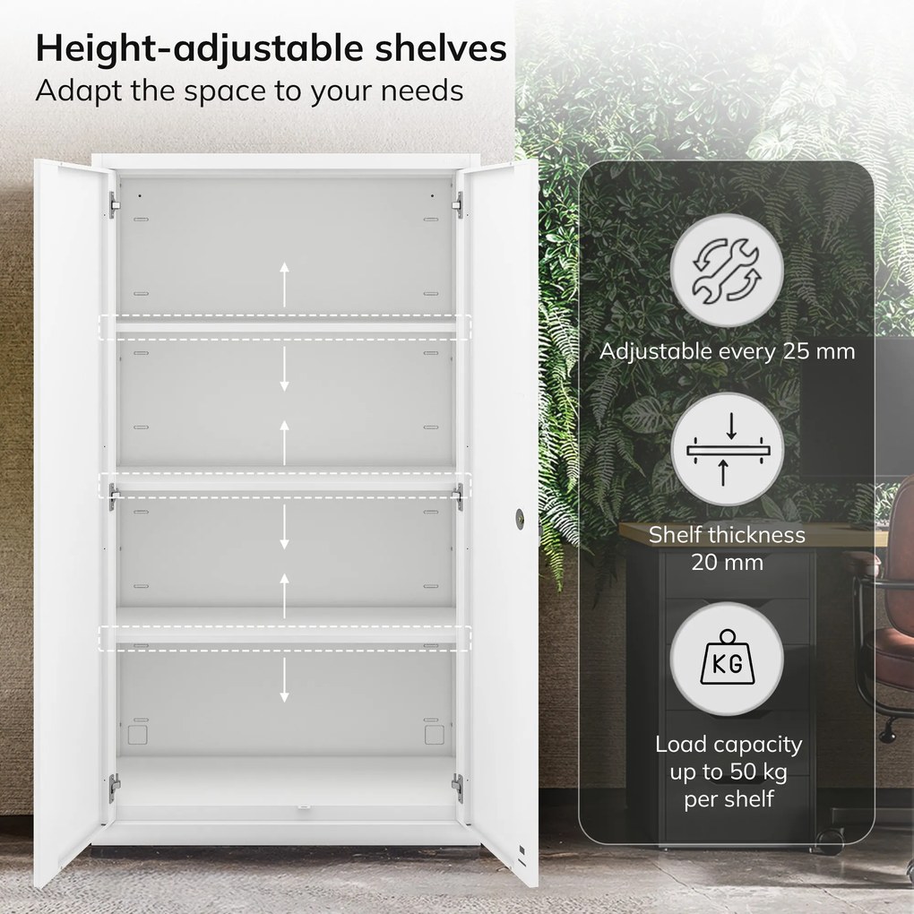 Modulárna kovová multifunkčná skriňa s dvoma zásuvkami biela MEGAN 1950 x 900 x 400 mm