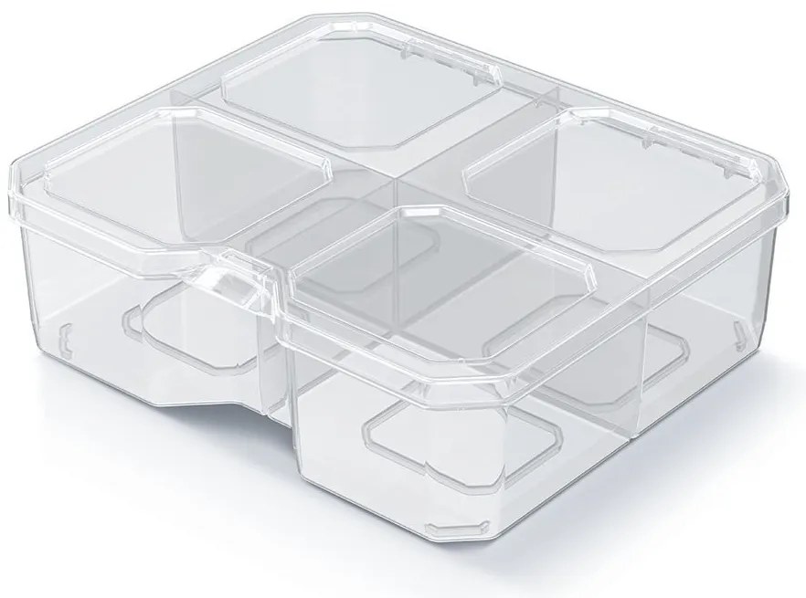 Triediaci organizér, úložný box na drobnosti, 4 priehradky SQR box, 16x14x5