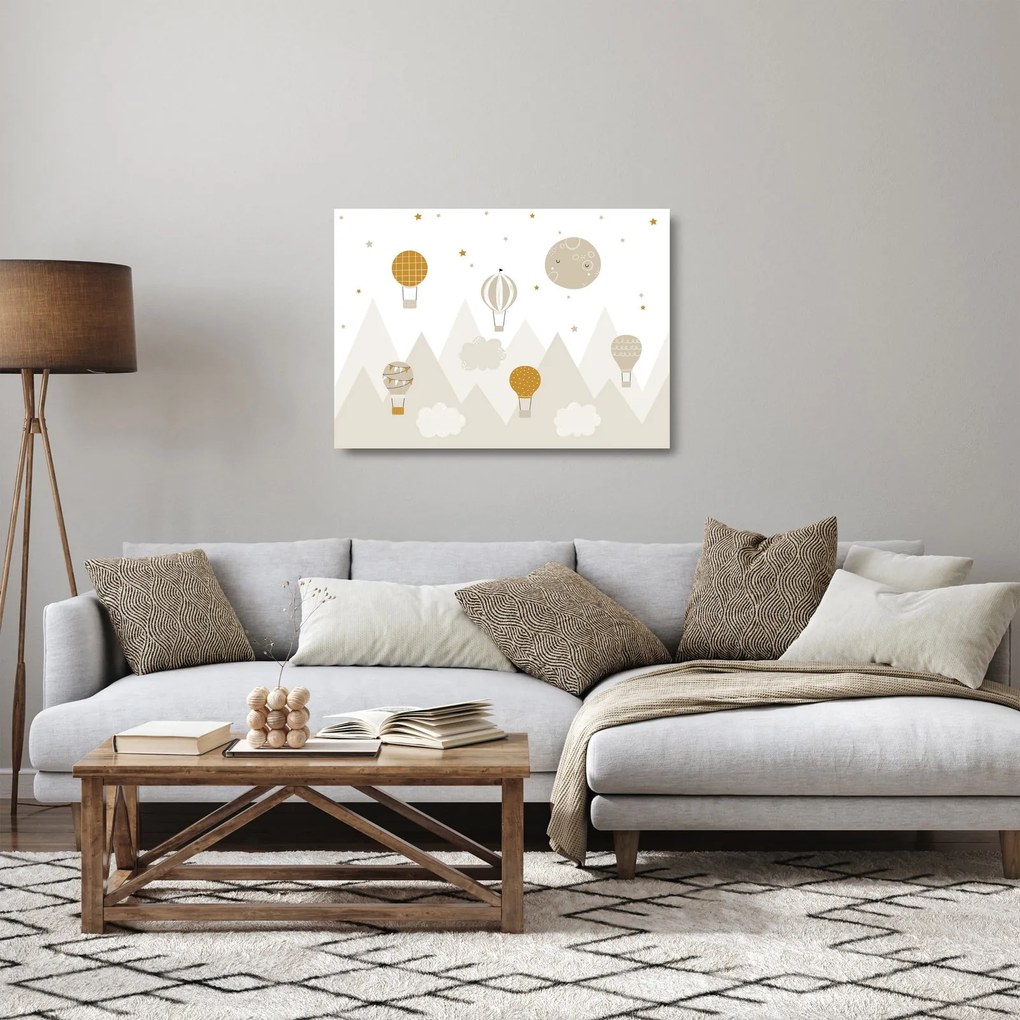 Sklenený obraz - Lietajúce balóny (70x50 cm)