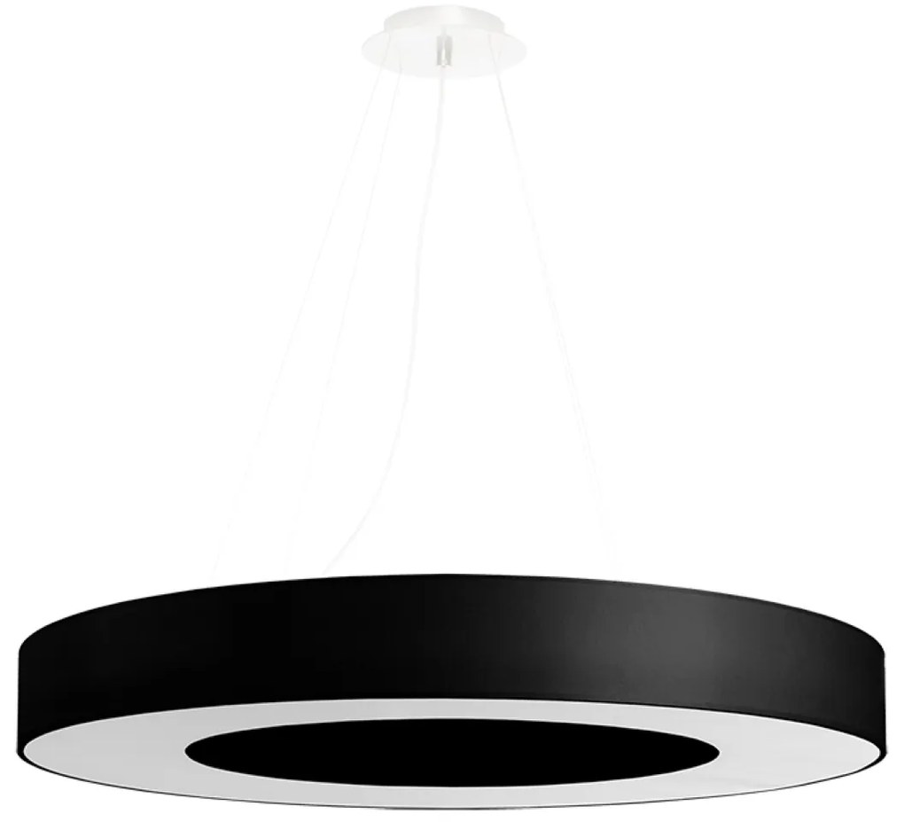Závesné svietidlo Saturno Slim, 1x čierne textilné tienidlo, (biely plast), (fi 70 cm)