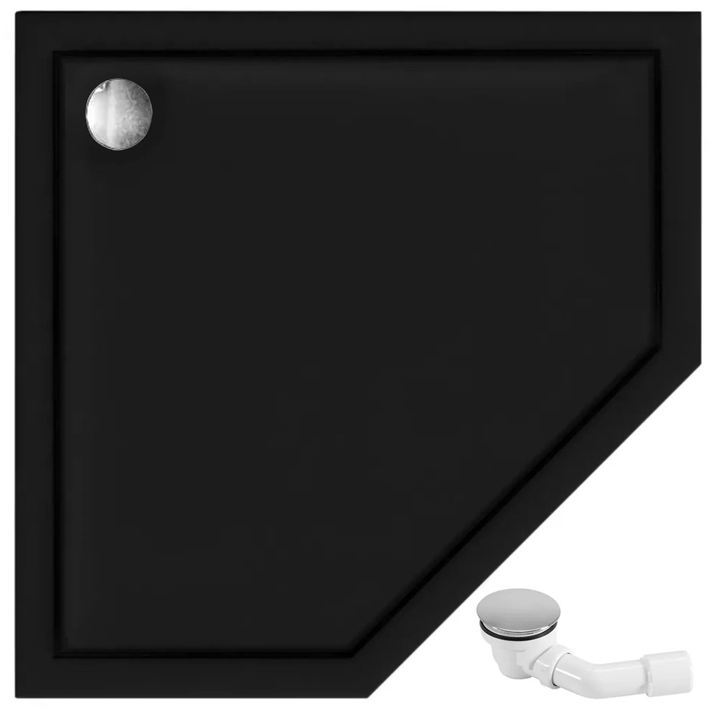 Rea Diamond Black, päťuholníkový sprchový kút 90 x 90 cm, 6mm číre sklo, čierna matná, REA-K5622