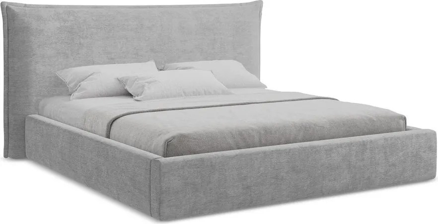 Svetlosivá čalúnená dvojlôžková posteľ s úložným priestorom s roštom 140x200 cm Esala – Makamii