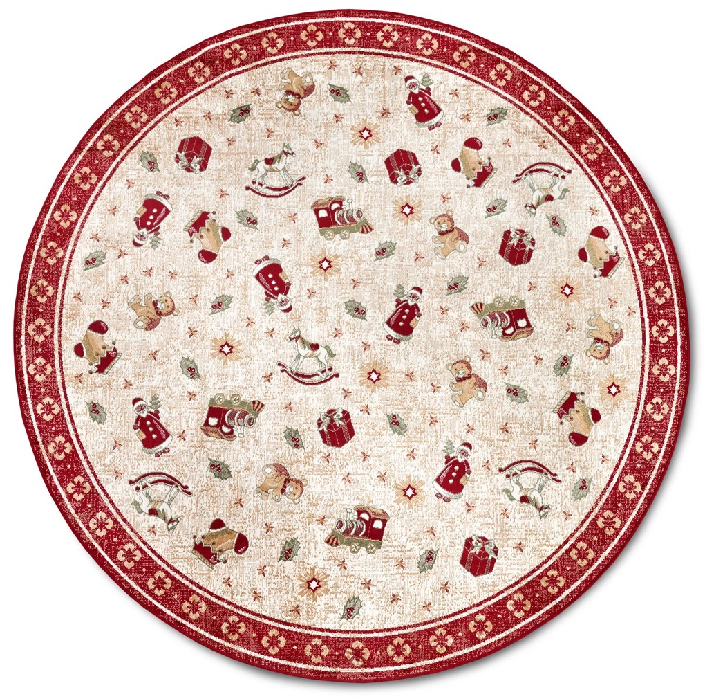 Villeroy & Boch, Kusový koberec Villeroy & Boch Toy's delight so strihaným vlasom 106217 Red, Multicolor kruh, 160x160 (priemer) kruh, červená, obývacia izba