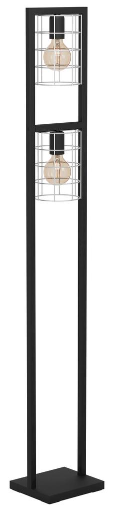 EGLO Stojacia industriálna lampa JUBILY, 2xE27, 40W, čierna