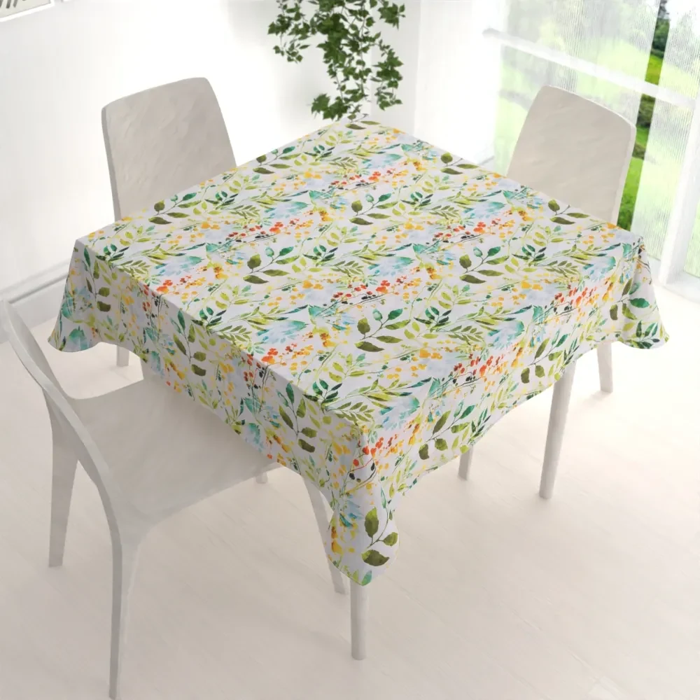 Biante Dekoračný štvorcový obrus PML-066 Zelené popínavé lístky na bielom 50x50 cm