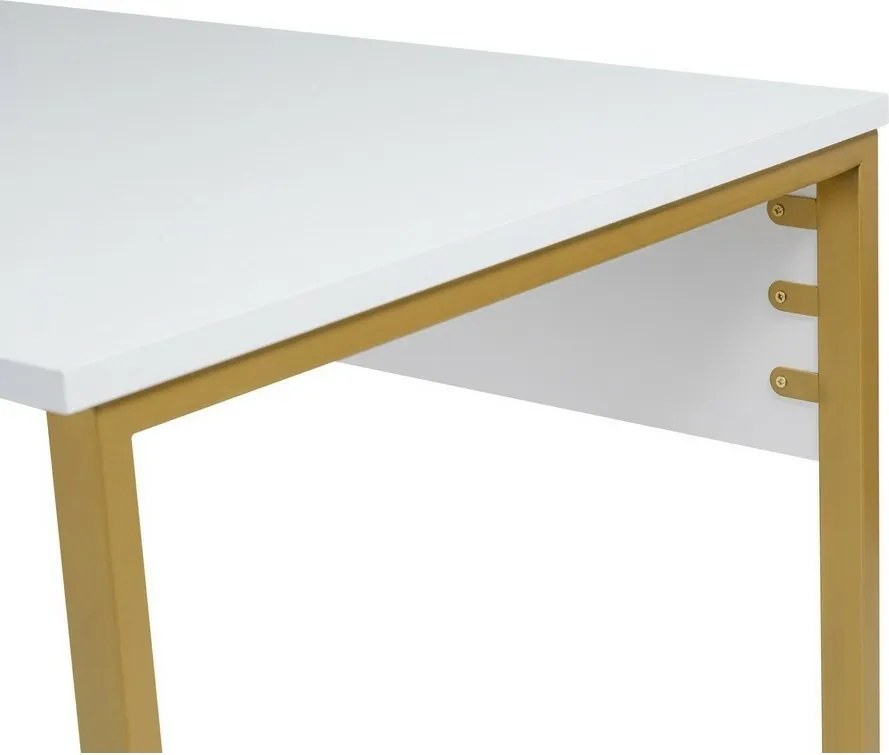 Dvojitý biely a zlatý pracovný stôl