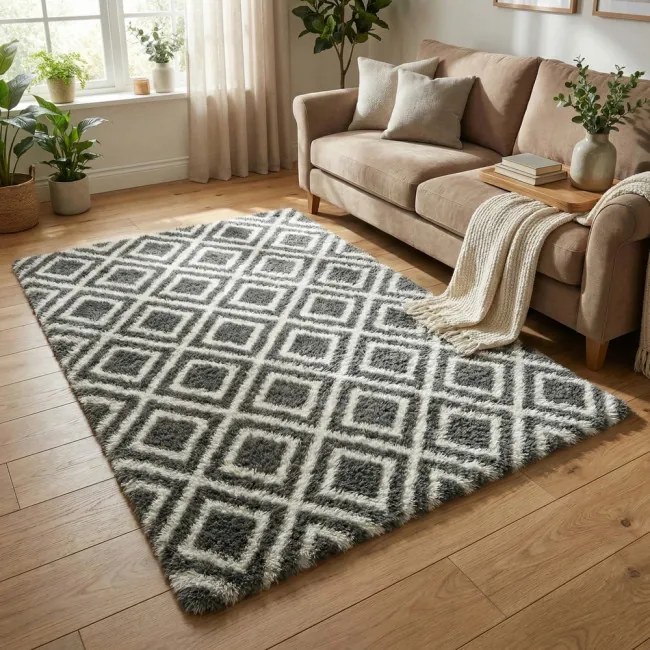 Protišmykový koberec DECOR čierny / biely