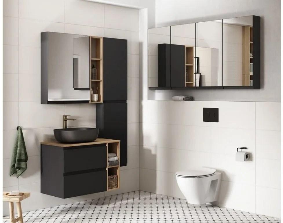 Cersanit Moduo Slim, závesná umývadlová skrinka 60x38x57 cm, antracitová matná, S590-088