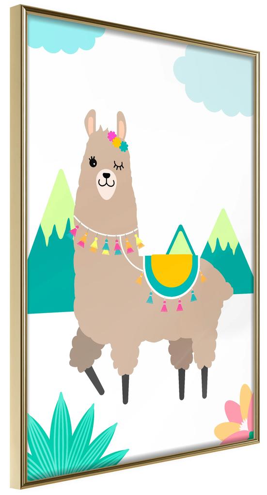 Artgeist Plagát - Unusual Lama [Poster] Veľkosť: 20x30, Verzia: Zlatý rám s passe-partout