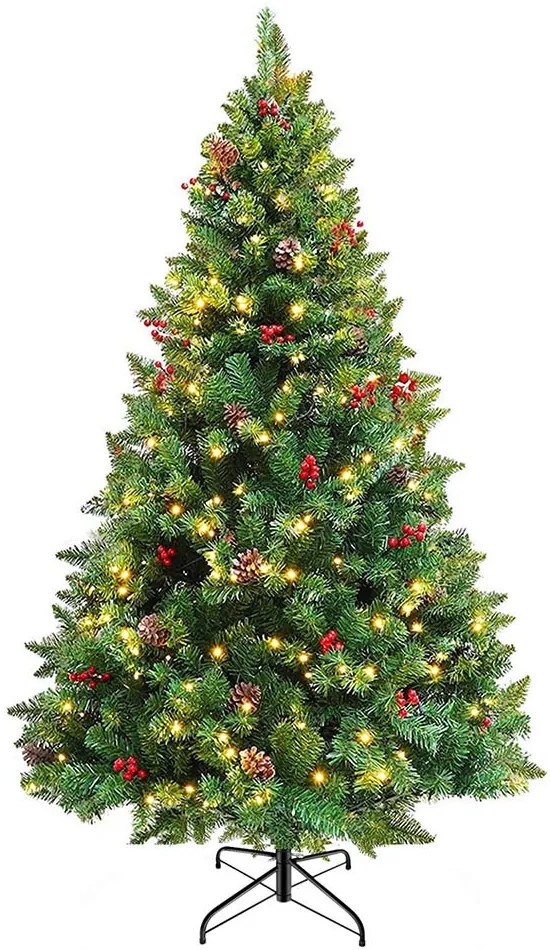 Vianočný stromček s LED diódami, rôzne typy, teplá biela, 320 LED- ov, 210 cm