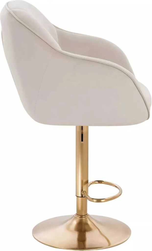 LuxuryForm DESIGN Barová stolička AVOLA VELUR na zlatom tanieri - krémová