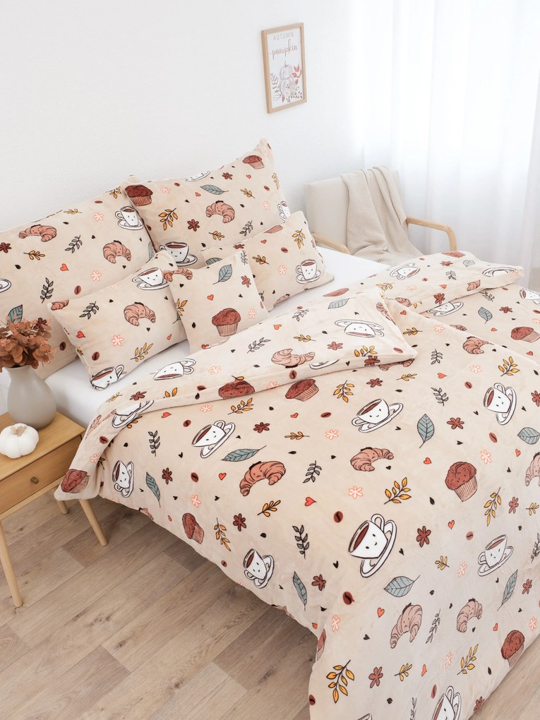 Francúzske obliečky mikroplyš Exclusive – Jesenná káva 220 × 200 cm, 2ks 70 x 90 cm