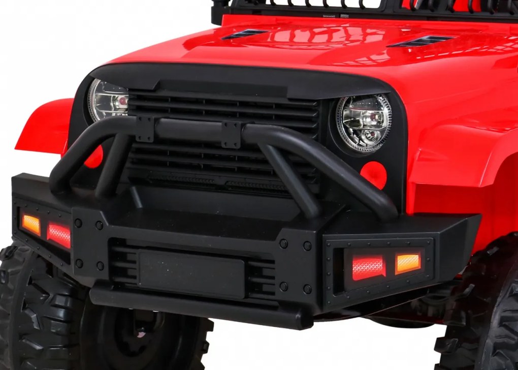 Ramiz Autíčko Jeep Dark Night na batérie pre deti červené + pomalý štart + EVA kolesá + LED audio