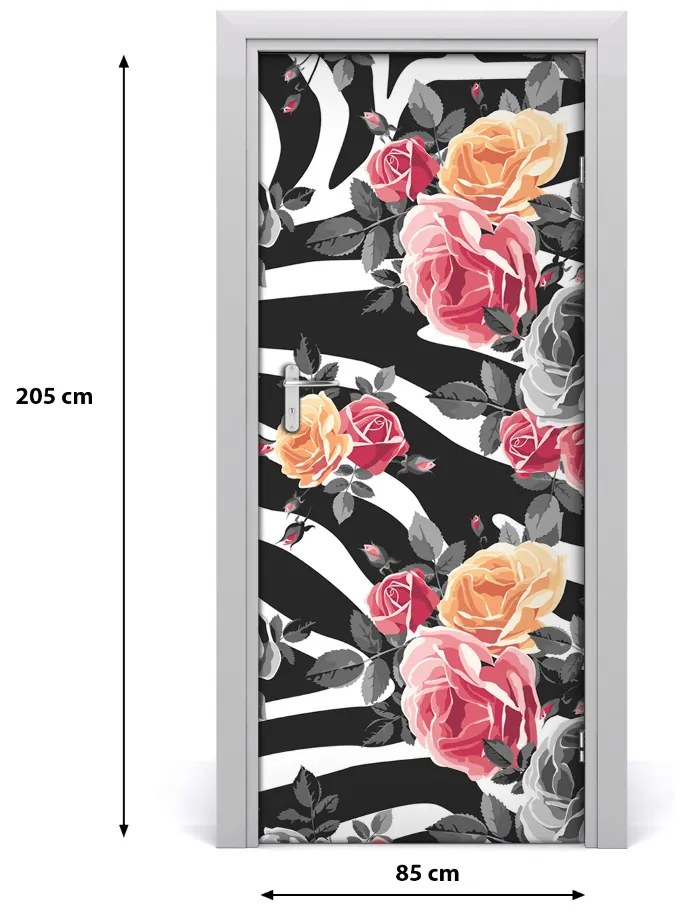 Samolepiace fototapety na dvere ruže zebra 85x205 cm