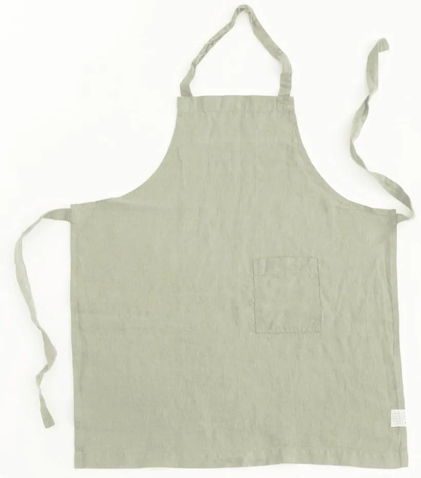Detská zelená ľanová zástera Linen Tales Regular, 67 x 57 cm