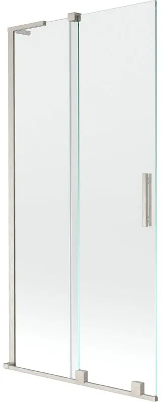 Mexen Velar L, 2-krídlová posuvná vaňová zástena 95 x 150 cm, 8mm číre sklo, brúsená oceľ, 896-095-003-01-97