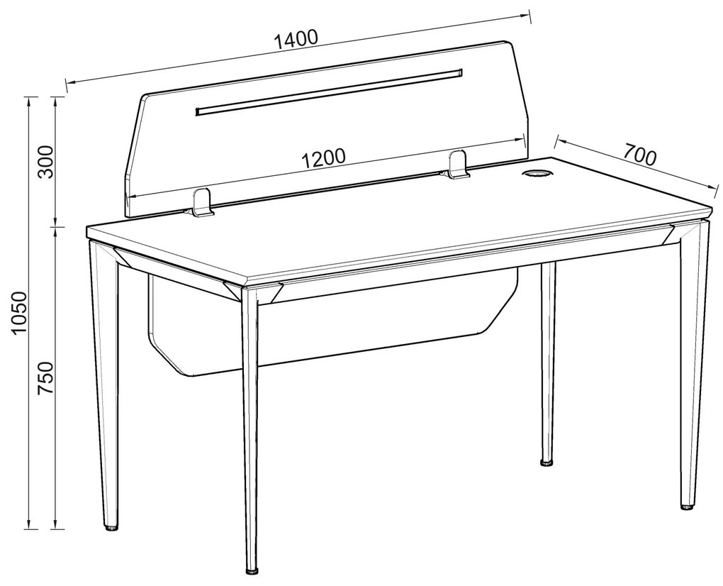 Kancelársky stôl s kontajnerom Houseland Profit Max 01 1407 dub/biela