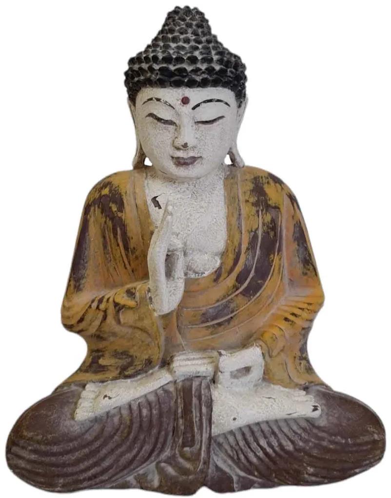 Buddha žlutý s patinou 1 25 cm