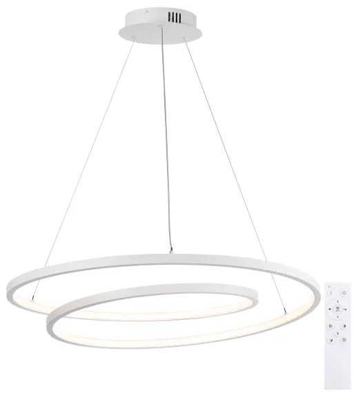 Brilagi-LED Stlmiteľný luster na lankách TWISTER LED/75W/230V pr. 70 cm biela + diaľkový ovládač